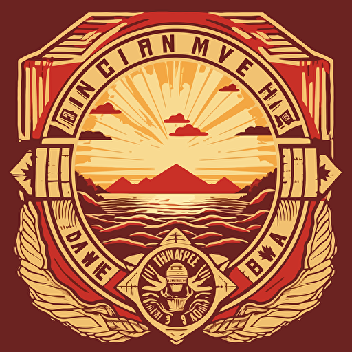 red and white retro sunset vector design, using red and cream tone colors, fraternity theme