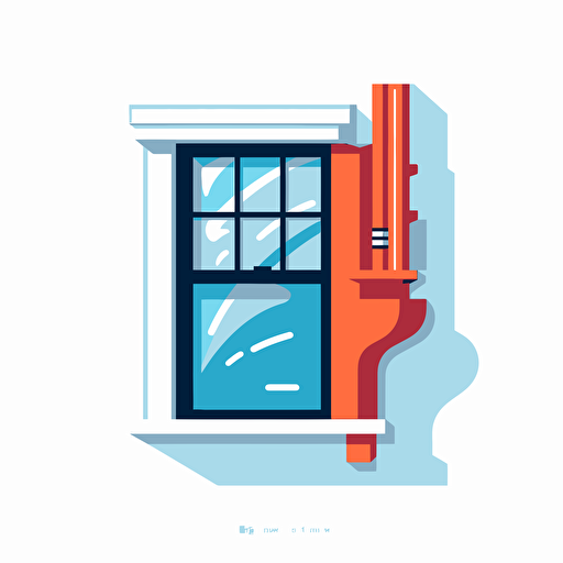 flat vector logo of window, caulking tube in the side, simple minimal, white background by Ivan Chermayeff