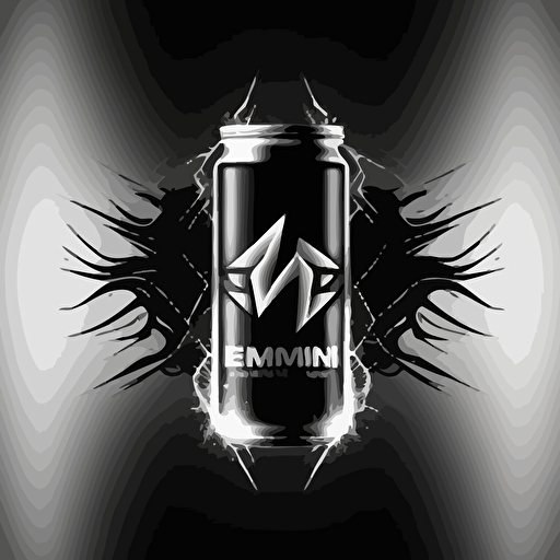 minimalistic energy drink logo, clean, vector, black and whit