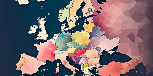 vector factual map of Europe, each country in a different colour,