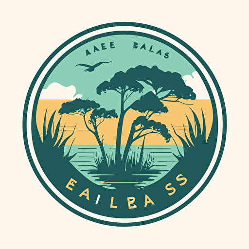 clean, minimalist, bright, emblem of a everglades lanscape, vector file