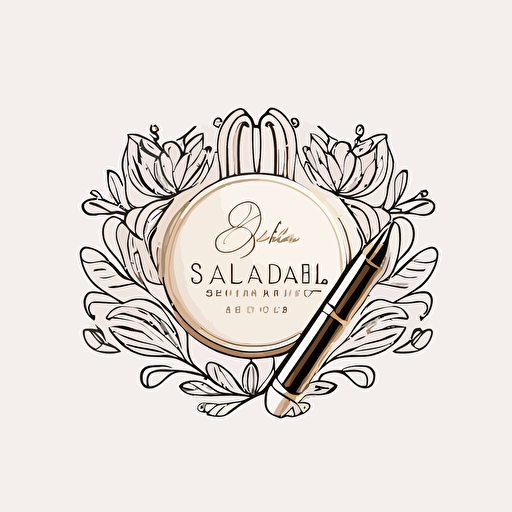 simple logo, cosmetics brand, Born 16, 2d, vector, line drawing, luxury