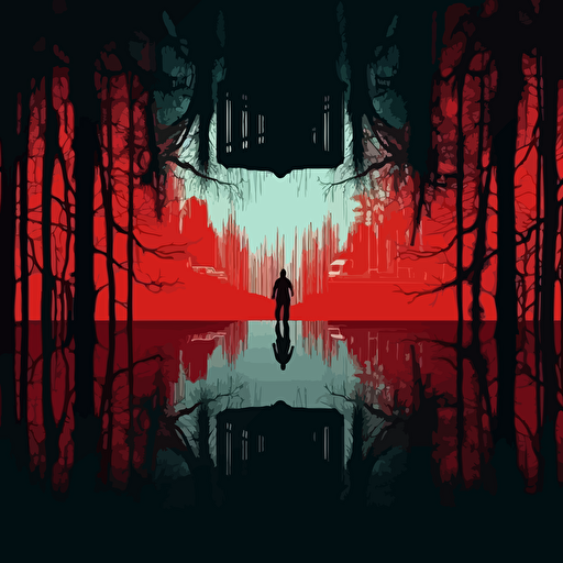 stranger things inspired art, illustration, detailed, vector, the upside down in stranger things Tv show