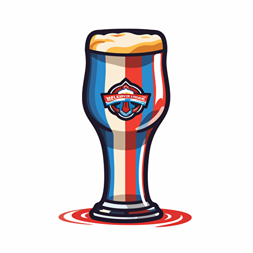 logo glass of czech pilsner beer, red and blue stripes, Rob Jannof,f modern, white background, vector,