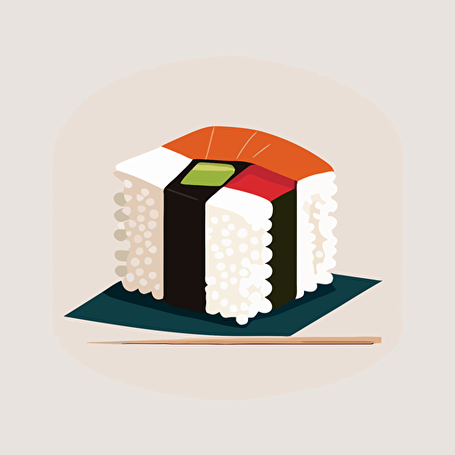 one sushi piece, vector art, white background, minimalistic