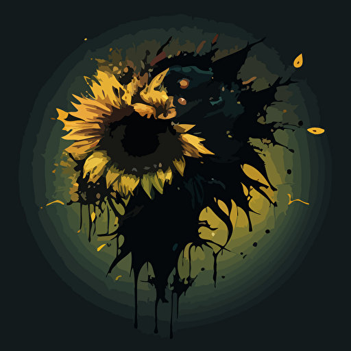 dark emo vector art of witled sunflower