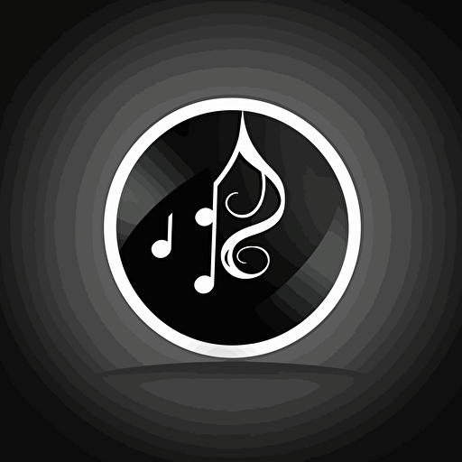music icon, vector, black and white