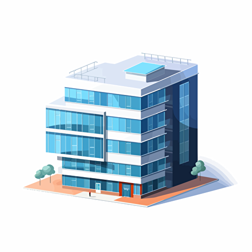 vector illustration of a company building, daylight, white background