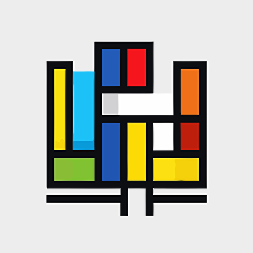 a logo for a library, simple, vector, symbol, De Stijl