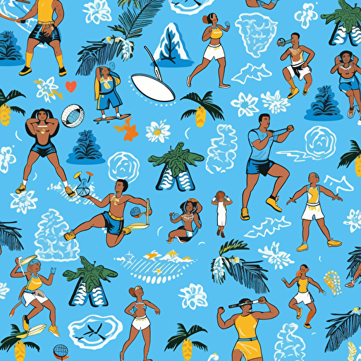 tileable vector illustration of luau style sport design for UNC Tar Heels