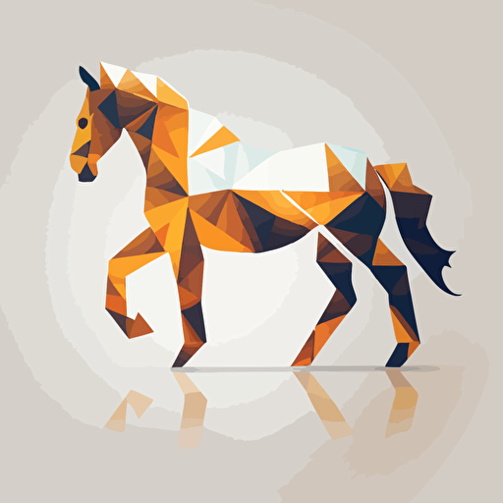 logo rearing horse from vectors triangles on white background with text MULE TRANSPORTATION, shaped design