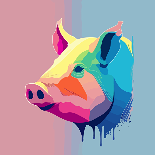 pig, color background, illustration minimalism, vector, pastel colors
