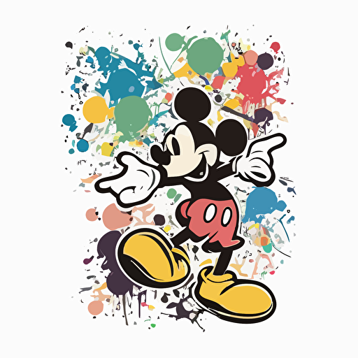 Vector art of Mickey illustration stickers, vivid colors, colorful, pastel cute colors, white background