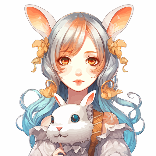 bunny, vector art, white backround, anime bunny