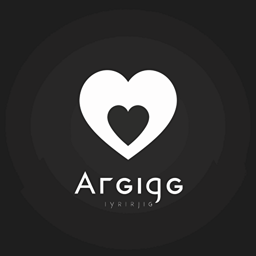 ARTG, heart shape and wordmark inside, wordmark logo, minimalist logo, one color, vector, modern