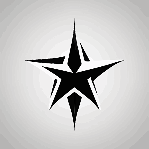 minimalistic vector logo of a 5 pointed star black and white