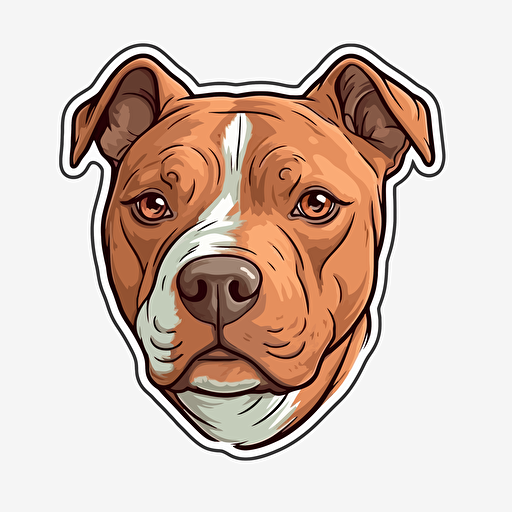 tan red nose american pitbull terrier dog sticker, cartoon, Contour, Vector, White Background