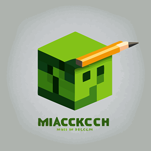 design a minimal vector logo for minecraft educational courses that has a grass block and a pencil