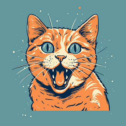 vector art style, cat looking excited, in the style of Michael Parks