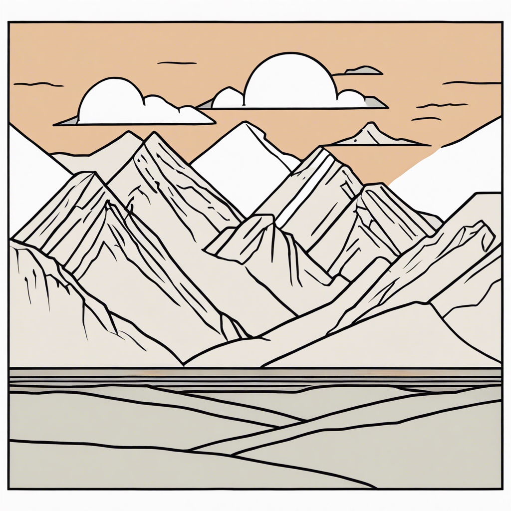 Soft sunset behind a row of mountain peaks.