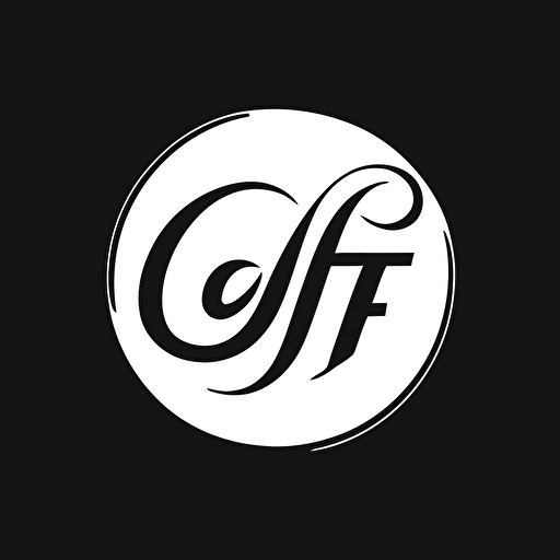 the letters g and f, lowercase vector simple logo in a script font inside a circle