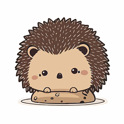 cute hedgehog with sad facial expression kawaii style, vector, simple, high-quality