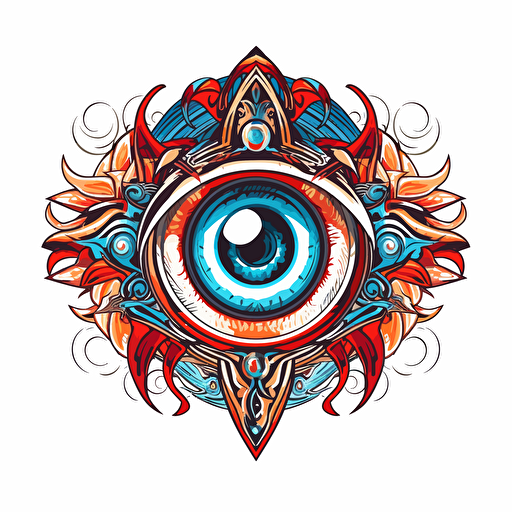 nazar eye variation of vector drawing white background