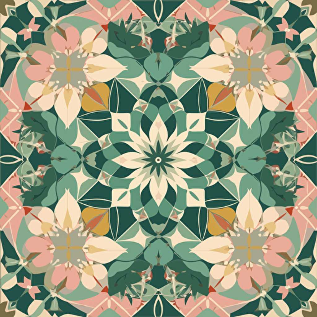 geometric floral elements, 2d, vector art, pattern