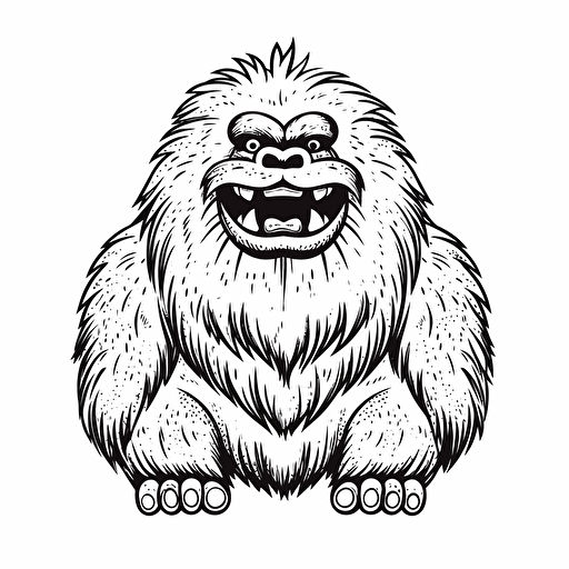 smiling Yeti, black line , vector, dxf