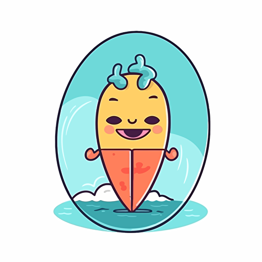 sup board, sea, summer, cartoon style, vector logo