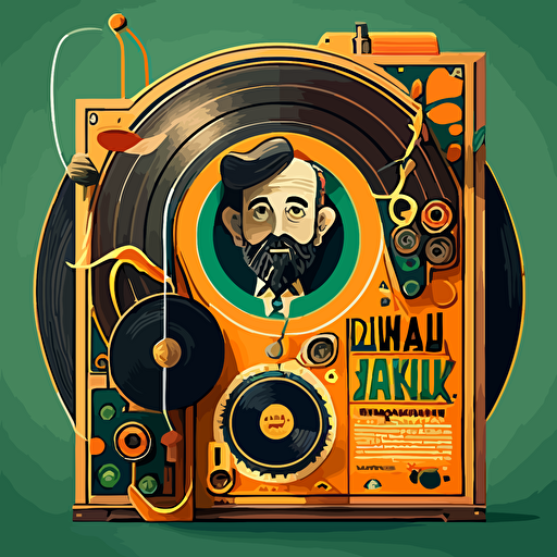 a funny vinyl longplayer as a key visual, illustrated, vectorized