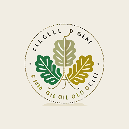 logo spool cord needle oak leaf green gold vector white background three colors handmade geometric logo elegant brand