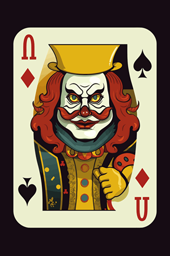 card deck, joker, red yellow, white card, vector art, simple