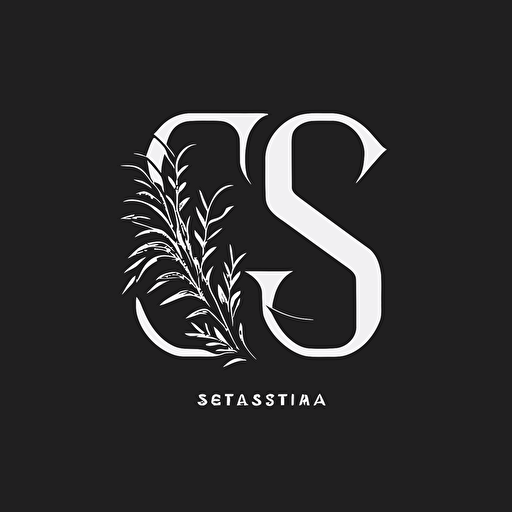 G S Lettermark Logo, simple, plant business, black and white, vector emblem, basic, low detail, smooth