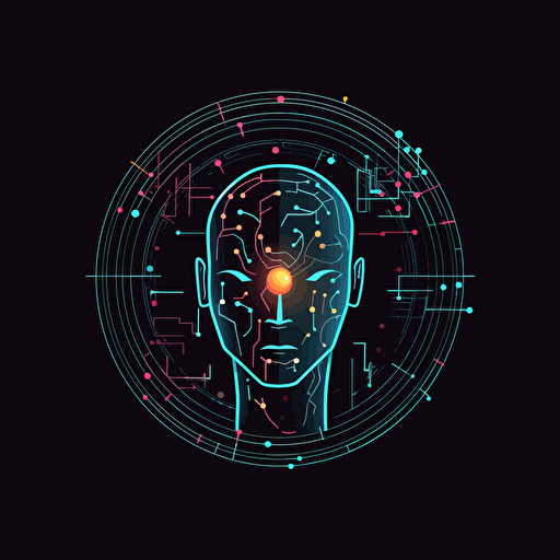 Artificial Intelligence Logo, sci-fi, vector art, minimalistic, simple