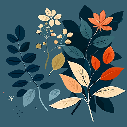 simple minimal vector chinas native flower blossom and leaves on blue background 3 colors ar