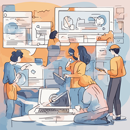 a team of people adjusting a website by moving its parts