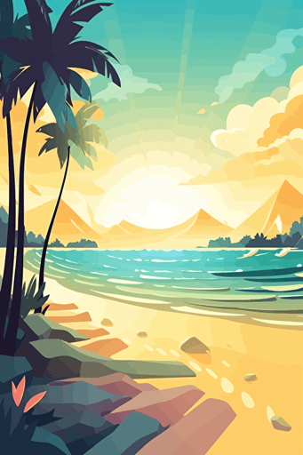 Background image, beach, flat vector