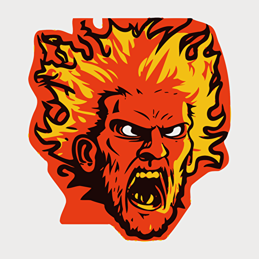 fireball face vector art sticker