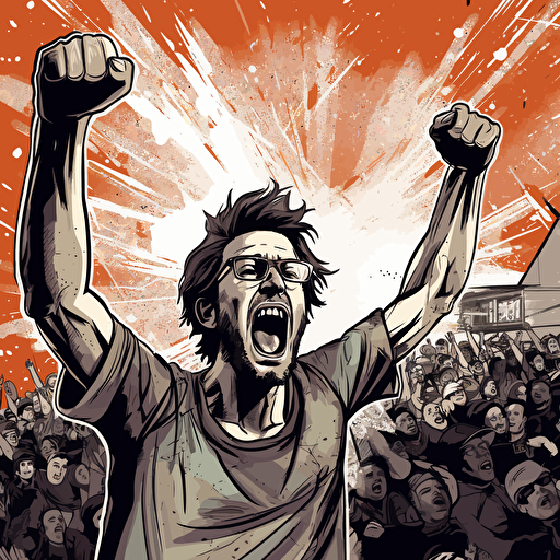 people shouting line vector drawing ar 16:9