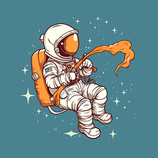astronaut riding a toy stick horse sticker style vector