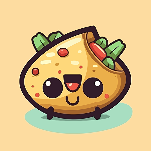 cute, kawaii anthropomorphic taco, vector art