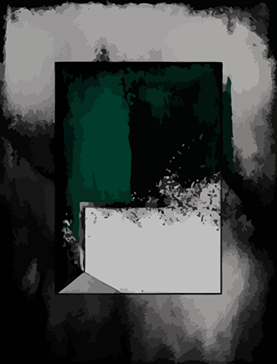 abstract painting on gray canvas, in the style of dark emerald and dark black, simplistic vector art, abstraction-création, ink wash collages, tonalist, black-and-white, digitally enhanced