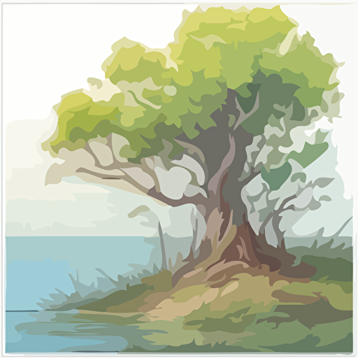 drawing vector cartoon magnify of thin branch of green tree with banks instead of leaves, in the style of precisionist style, 2d game art, the vancouver school, handsome, smilecore, quadratura