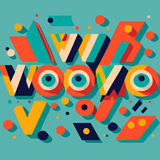 Design a logo for "woohoo" in text. Geometric, vivid color, simple vector, memphis style, genz taste