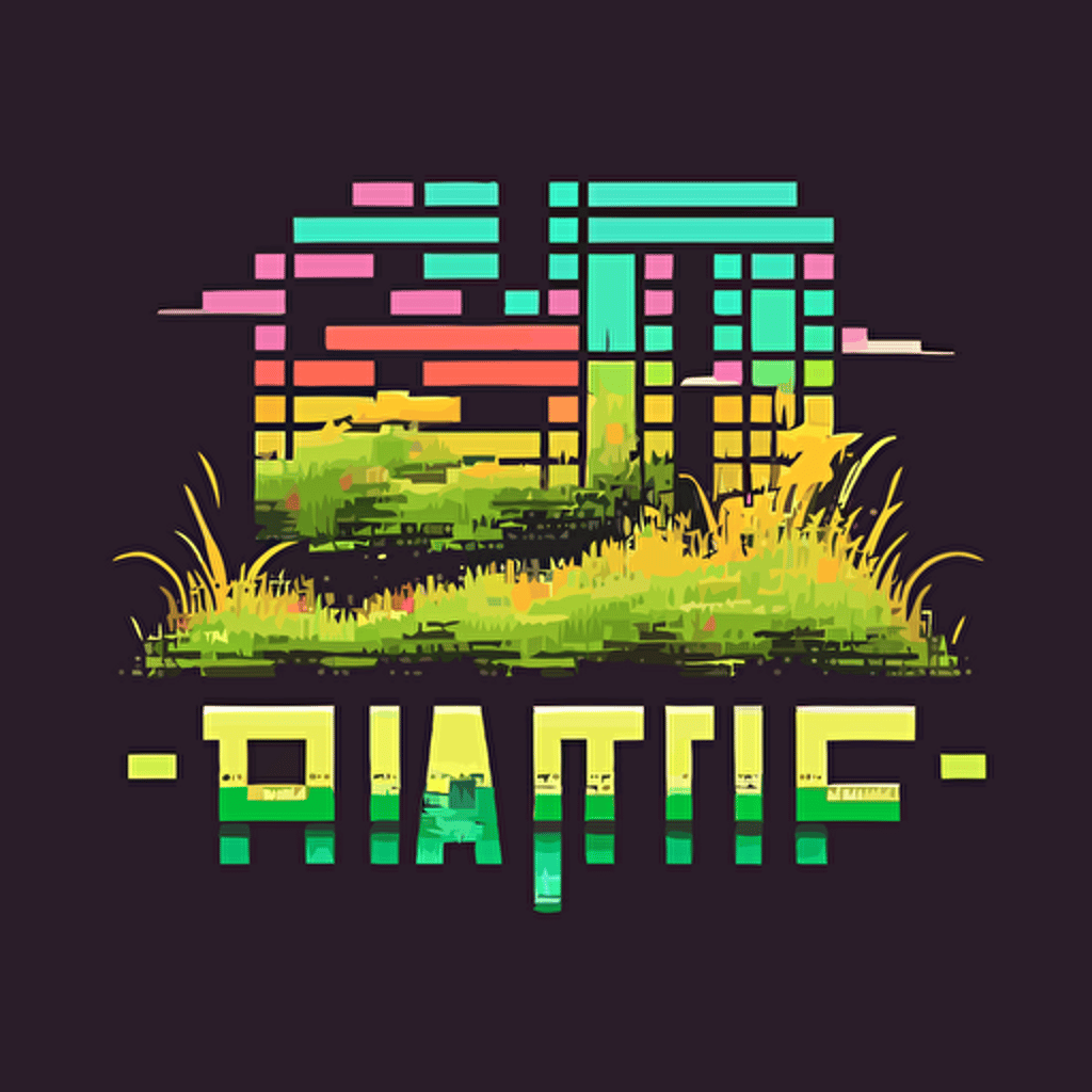 Modern pixel logo, prairie, grasslands, 80's colors, vector image HD