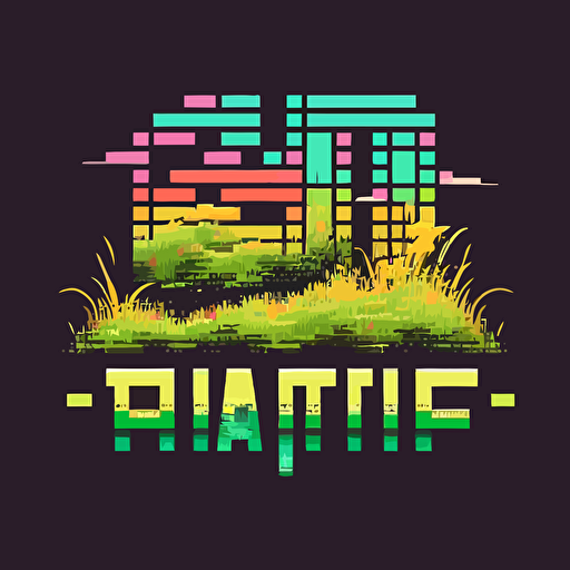 Modern pixel logo, prairie, grasslands, 80's colors, vector image HD
