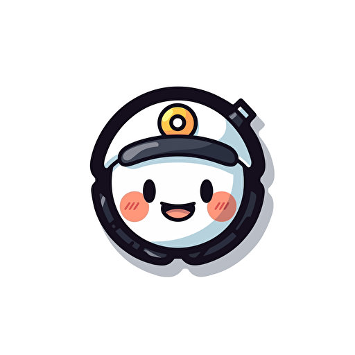 A simple sketch crypto currency emoji with smile face and a cap, very dynamic logo white background vector