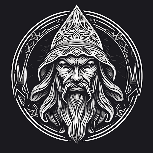 Mad wizard logo, Art deco, monoline style vector art