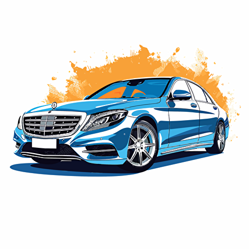 vivid color vector drawing of Mercedes Benz S550 on white background